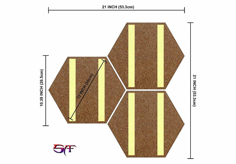 SAF paintings 6MM MDF Abstract 3 Piece Hexagon MDF Board Self Addeshive Painting 21 inch X 21 inch AANFHX19