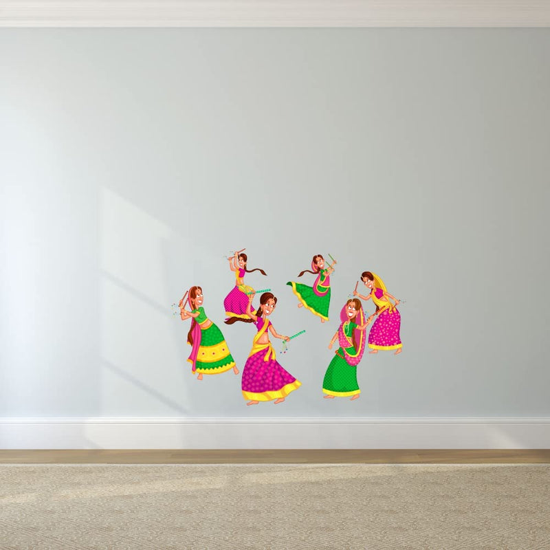 Wallzone Bharatanatyam Large Vinyl Wallsticker for Home Decoration (105 cm x 71 cm)