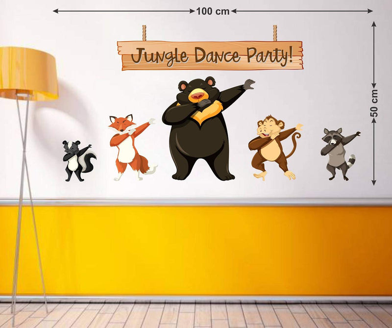 Tuffuk Jungle Dance Party Large Vinyl Wallstickers for Home Decorations(100 cm x 50 cm)5TZ222