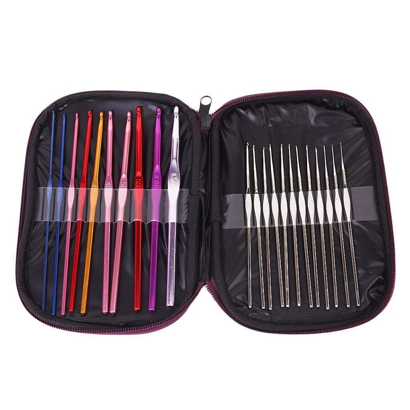 Bulfyss Aluminium Crochet Hooks Knitting Needles Set with Case (Multicolour) - 22 Pieces