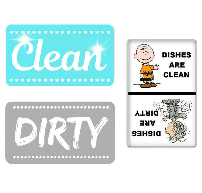 UNKNOWN Branded Washing Machine and Dishwasher Magnet with Clean and Dirty Sign; Can be Used on Both Machines; Water Saver; Indicator Tells Whether The Material Inside are Dirty or Clean - 3 Magnets