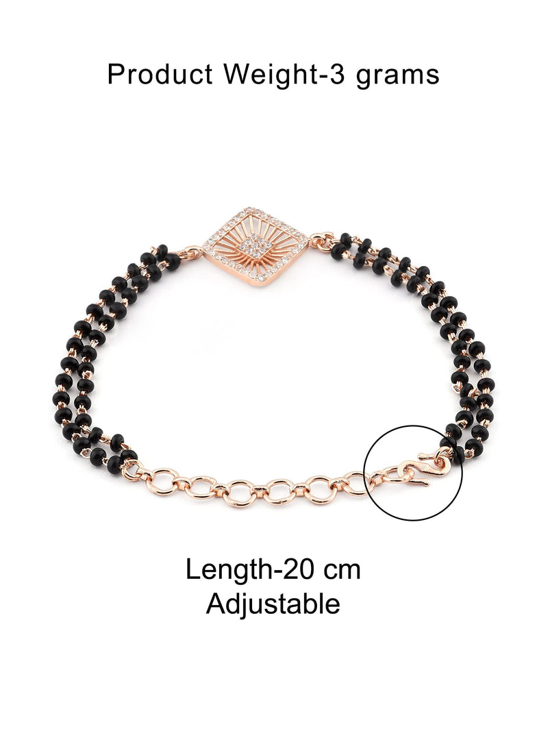 ZAVERI PEARLS Rose Gold Contemporary Cubic Zirconia Mangalsutra Bracelet For Women-ZPFK12638