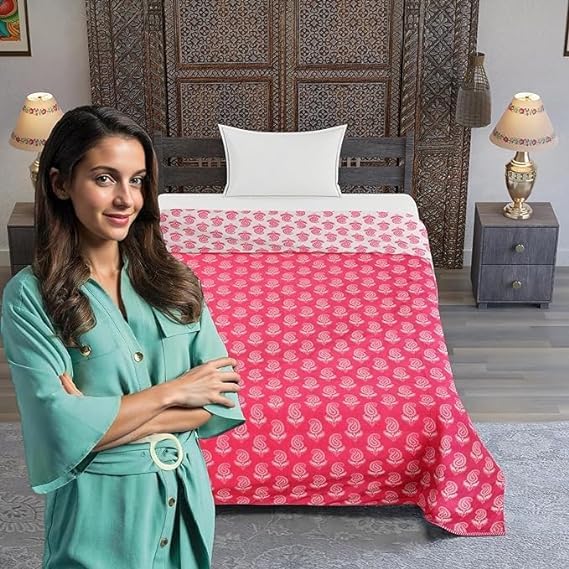 Click Tick Dohar Double Bed Or Single Bed Cotton Dohar, Quilt, AC Blanket, Reversible Cotton Reversible Dohar Single Bed Size Or Double Bed All Season Blanket AC Comforter (Style-10, Double Bed)