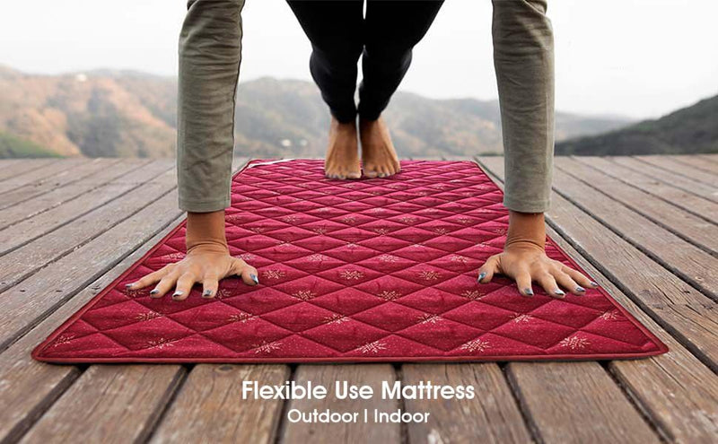 Rhythm Lite 1 Inch Foldable Foam Mattress, Single Size Lightweight Multipurpose Mattress, Useful in Travel, Picnic, Floor Mattress (Red 72x48x1 inch)