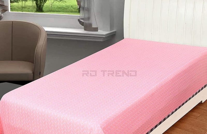 RD TREND Glace Cotton Single Bedsheet (90 x 60) Without Pillow Cover- Pink Check