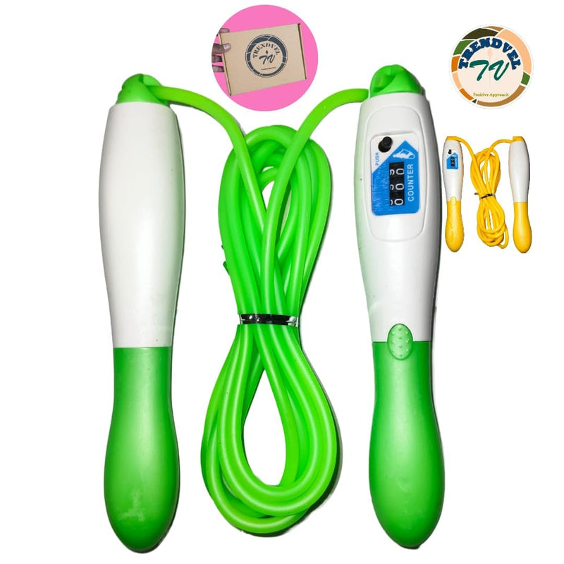 TRENDVEL Skipping Rope with Digital Counter for Men,Women,Kids. Jump Rope with Adjustable Height, Elegant handle. Gym Rope for Sports, Body fitness,workout. Made of Polyvinyl Chlorine,Multi Colour.