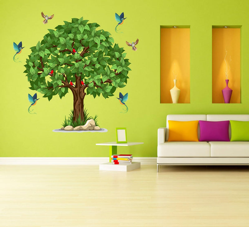 Merical Green Tree| Size 69 X 71Cms | Wall Stickers for Home, Hall, Bedroom, Kitchen and Living Room