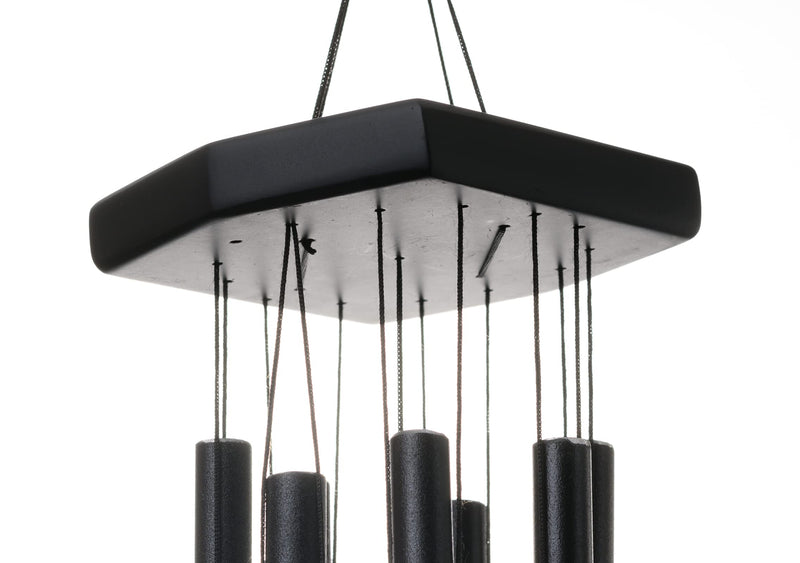 Tej Gifts - Feng Shui Metal Wind Chime 7 Pipes Black Rods Indoor/Outdoor Hanging Good Luck Charm Chimes Gift Item