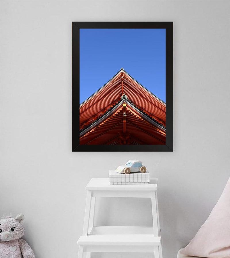 GADGETS WRAP Printed Photo Frame Matte Painting for Home Office Studio Living Room Decoration (11x17inch Black Framed) - Japanese Building