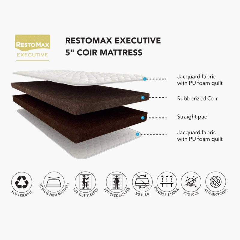 Home Centre Restomax Executive 5" Coir Mattress 150 x 195 cm