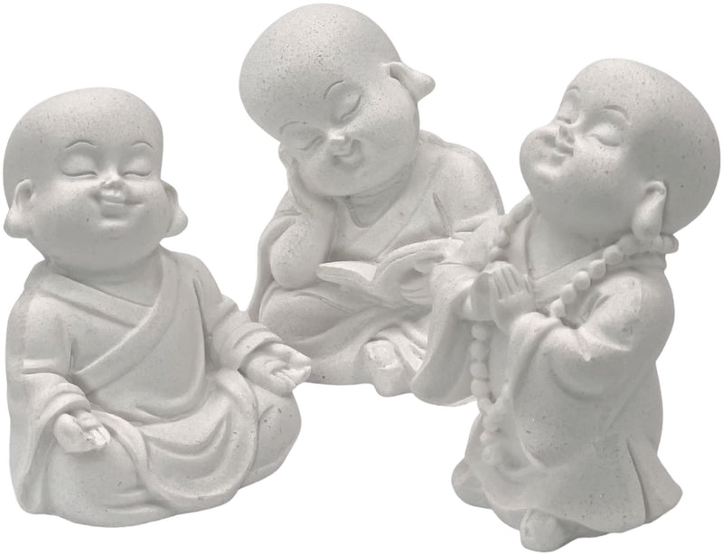 Bellaa 21178 Baby Buddha Statues Set of 3 Jizo Monks 3 inch