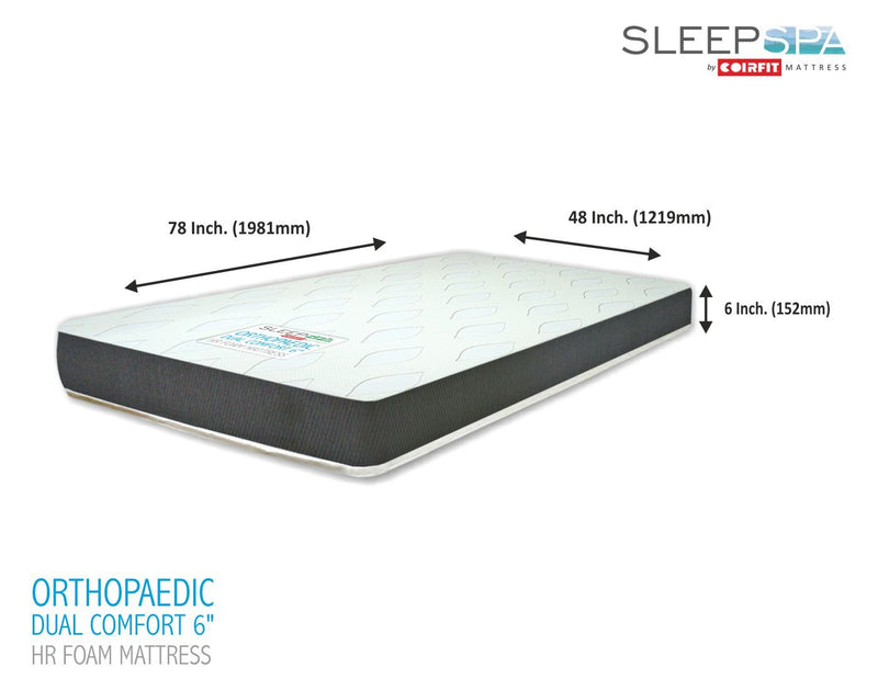 SLEEPSPA Dual Comfort -Hard and Soft-with Soft Comfort Cubes and Rebotech 6 Inch Double Size High Resilience (HR) Foam Mattress | 7 Years Warranty (LxW: 78X48X6)