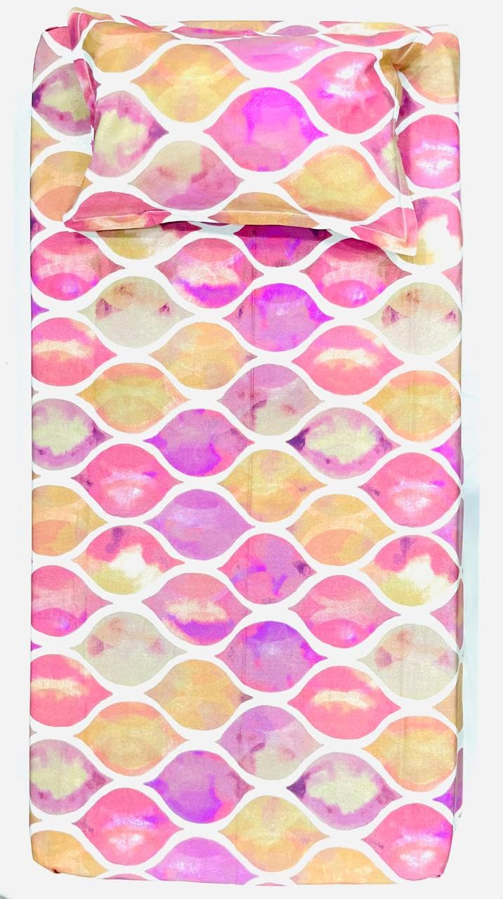 Bombay Dyeing Dream Lover Printed Single Bed 100% Cotton Bedsheet (Size :140 cm x 224 cm) (7136 Pink)