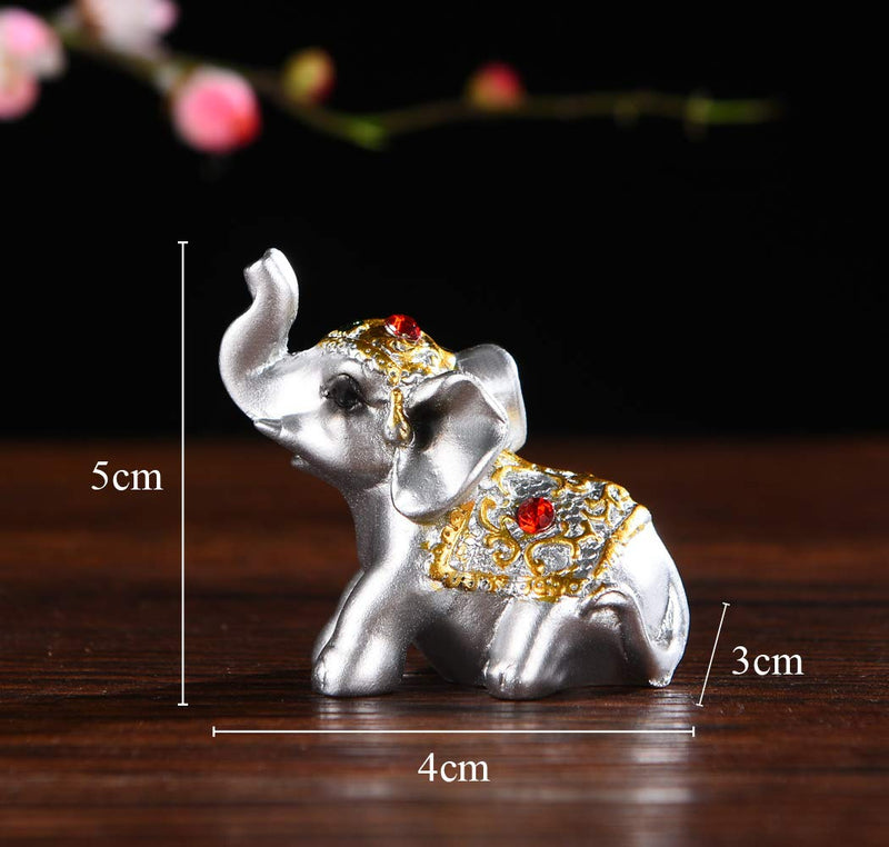 Silver Resin Small Elephants Statues Home Decor Collection Gift Set of 6 BS122 (Silver)