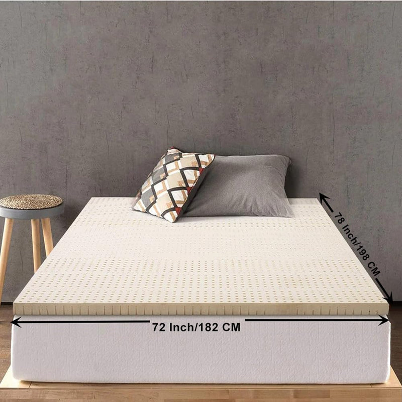 AVI 2 Inch 100% Natural Latex King Size Mattress Topper with Removable Spun Fabric Zipper Cover|Medium Plush 85 Density 7 Zones Pincore Holes|Portable Mattresses (78X72x2 Inch, 10 Years Warranty)