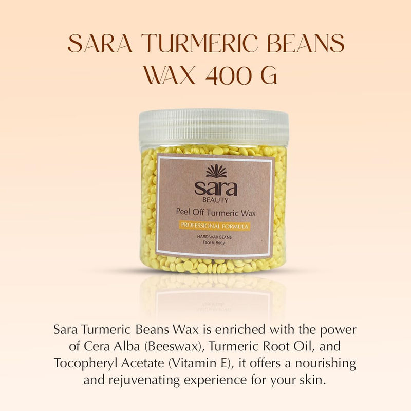 SARA Professional Peel Off Turmeric Bean Wax For Effortless Hair Removal | Perfect For Face, Bikini Line, Legs, body & Arms,(400gm)