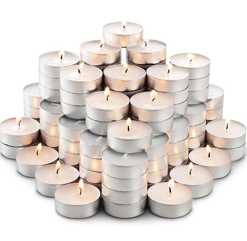 VRB DecTM Tealight Candles - 2 Hour Long time Burning, Giant 100,200,300 Packs -White Smokeless Tea Light Unscented Candles for Weddings,Diwali,Christmas,Home Decorative (Pack of 200Pcs - White)