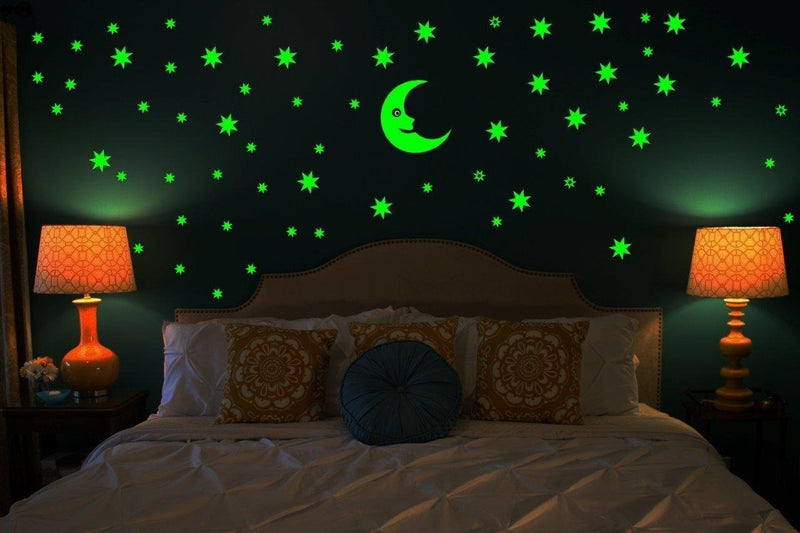 pmw - Radium Glow In The Dark Self-Adhesive Stickers - Multi Colour - Kids Room Decor - Set Of 7 Sheets