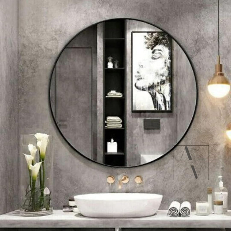 Craft2lance Minimalist Black Frame Wall Mirror for Home Office Living Room Bedroom Wash Basin Bathroom