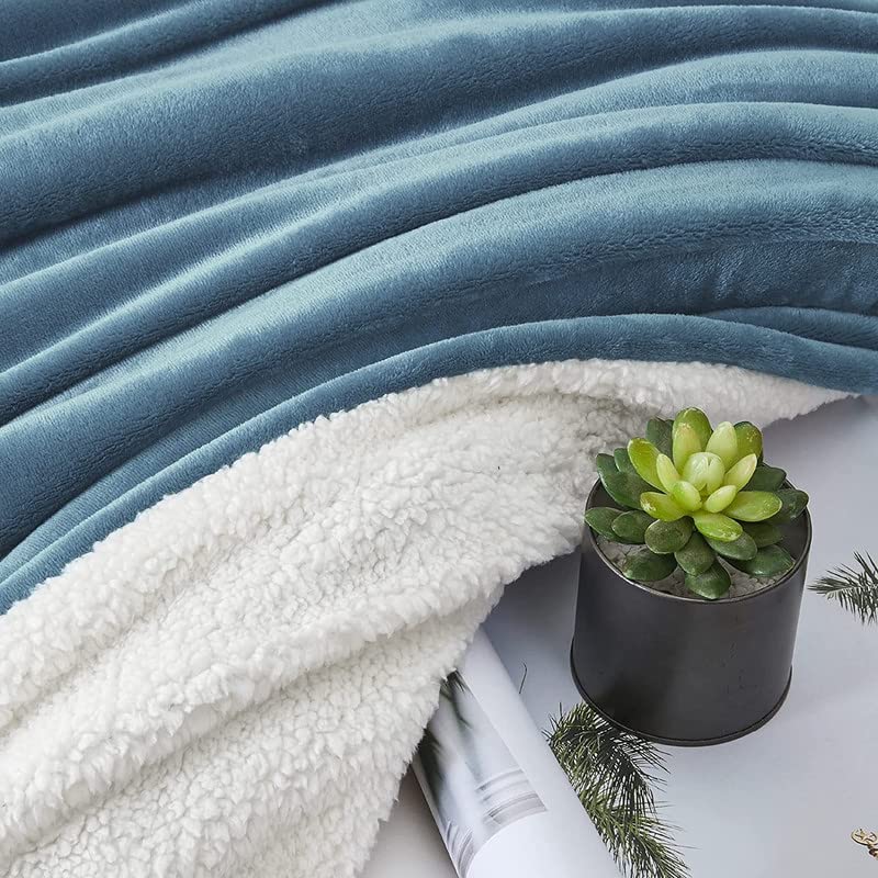 BSB HOME Sherpa Fleece Blanket Double Size Winter Super Soft Extra Warmest and Heavy Thick Winter 500Gsm Bed Blankets for Couch Sofa Bed, 90" X 90" (Aqua), 300 tc