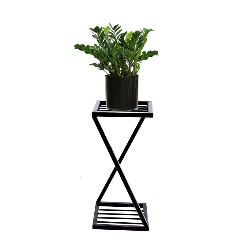 N.A Supplier Metal Stylish New Z Shape X Shape Metal Planters Stand| Black Stand Strong Legs Perfect Stand for Planter Indoor and Outdoor (40 CM Stand) Set of 1