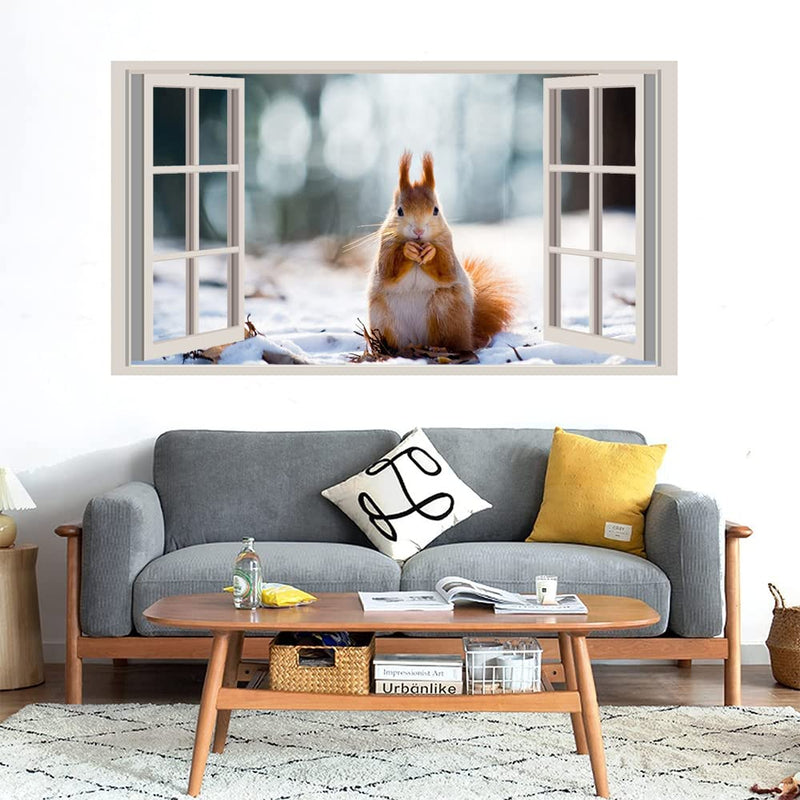 GADGETS WRAP Printed Wall Decal Sticker Fake Window Style Decal (90cm x 50cm) - Cute Squirel (2)