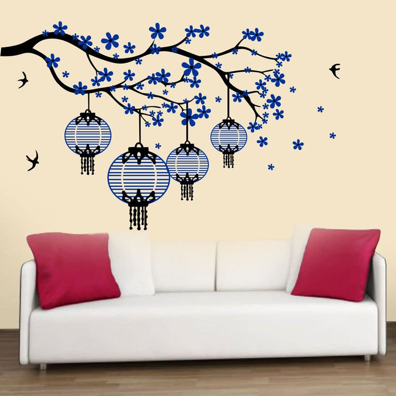 Delight Art Tree with Flower and Birds Wall Sticker Size - (93 * 57) cm Model id - (DAMC00447L)