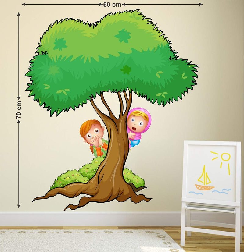 Tuffuk Tree with Kids Large Vinyl Wallstickers for Home Decorations(60 cm x 70 cm)5TZ0168