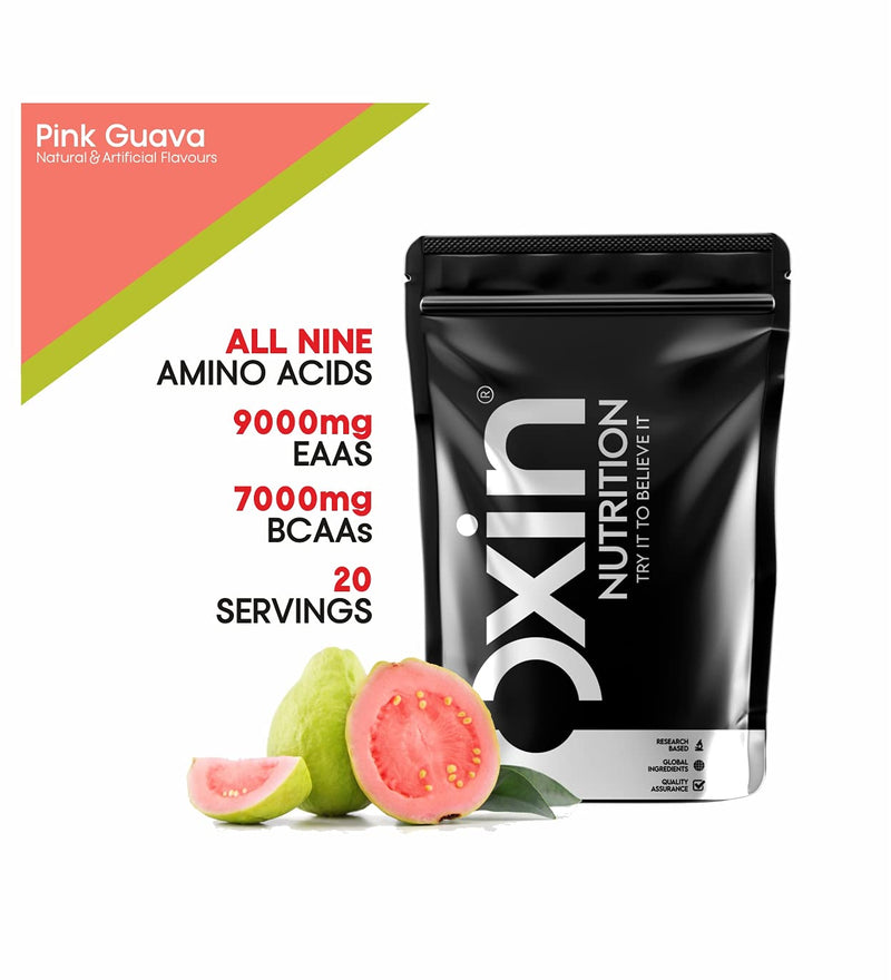 Oxin Nutrition EAA 200g (Essential Amino Acids) Intra-Workout/Post-Workout Advanced Formula (EAA+BCAA) (Pink Guava, 200g)