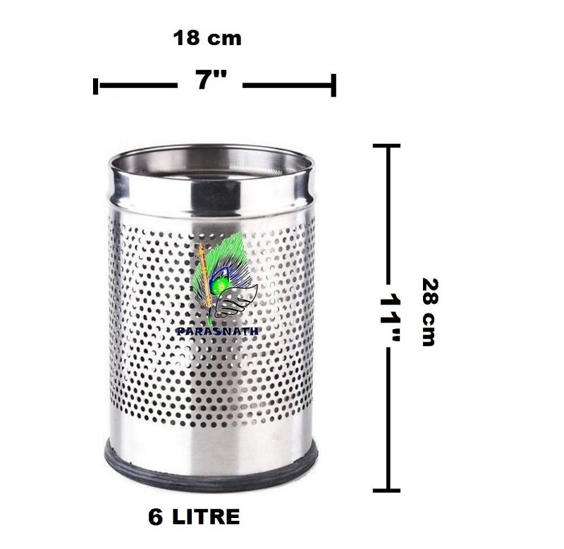 Parasnath Perforated Open Bin Stainless Steel Dustbin (7''X11'' 6 LITRE)