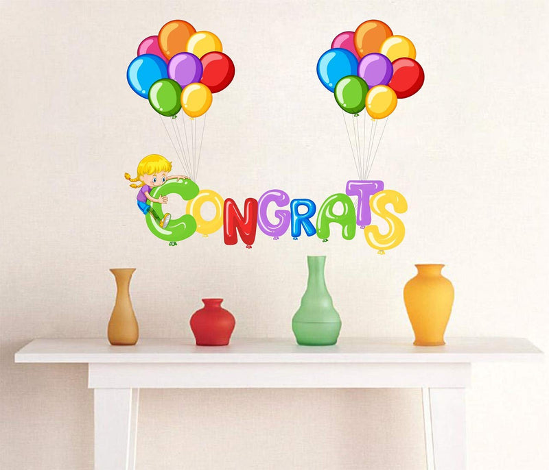 Tuffuk Congrats Large Vinyl Wallstickers for Home Decorations(80 cm x 60 cm)5TZ0146