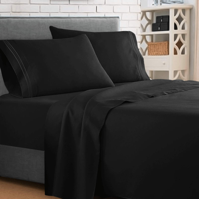 Clara Clark ® Supreme 1500 Collection 4pc Bed Sheet Set - Cal King Size, Black