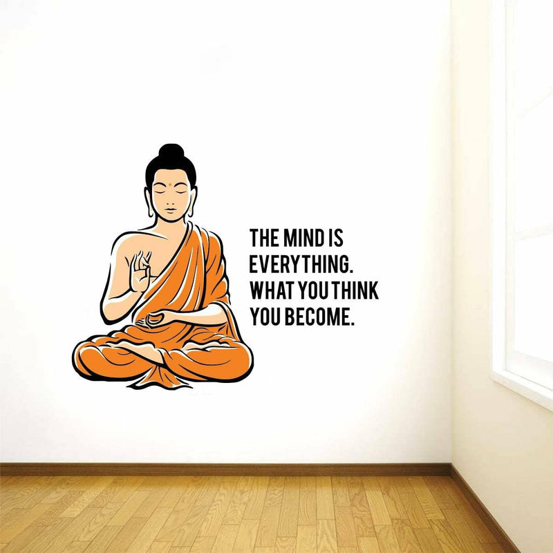 GADGETS WRAP Peaceful Buddha and Quote on Mind ' Large Size