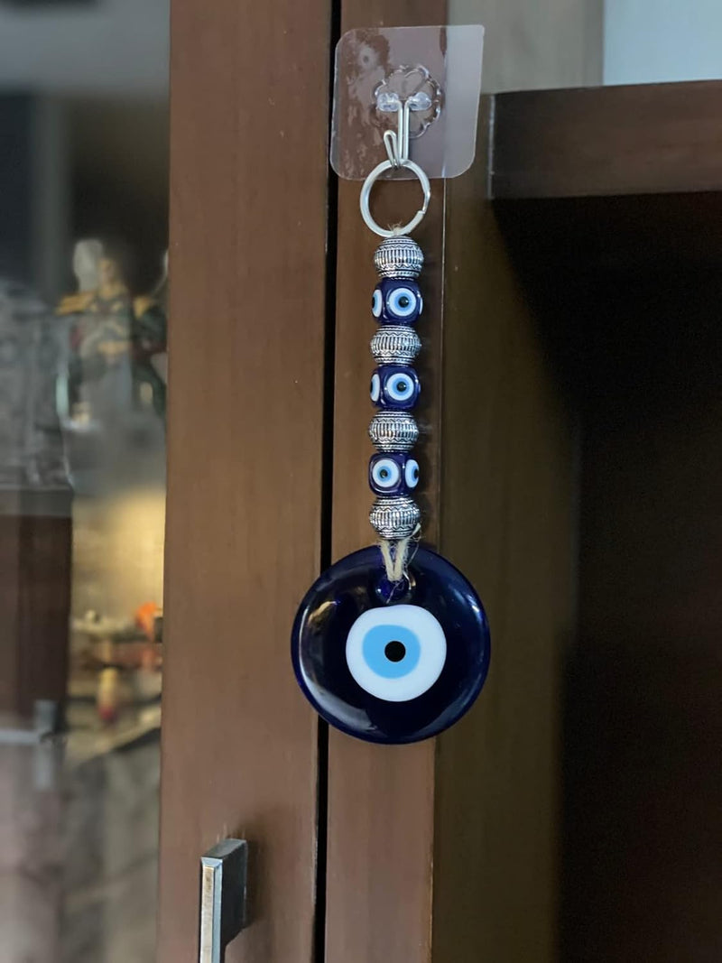 BLUE BEADS Ceramic Home Decor Evil Eye Hanging Turkish Feng Shui Vastu Blue Glass Evil Eye Door Hanging Nazar Batu Protection Good Luck Gifting Home/Office