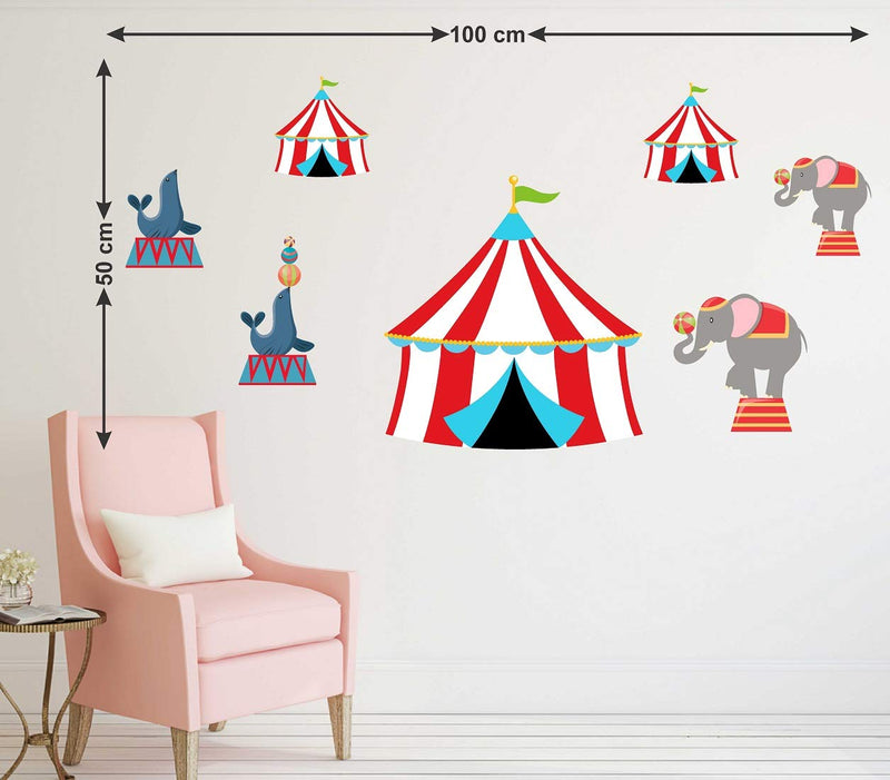 Tuffuk Circus Large Vinyl Wallstickers for Home Decorations(100 cm x 50 cm)4TZ239