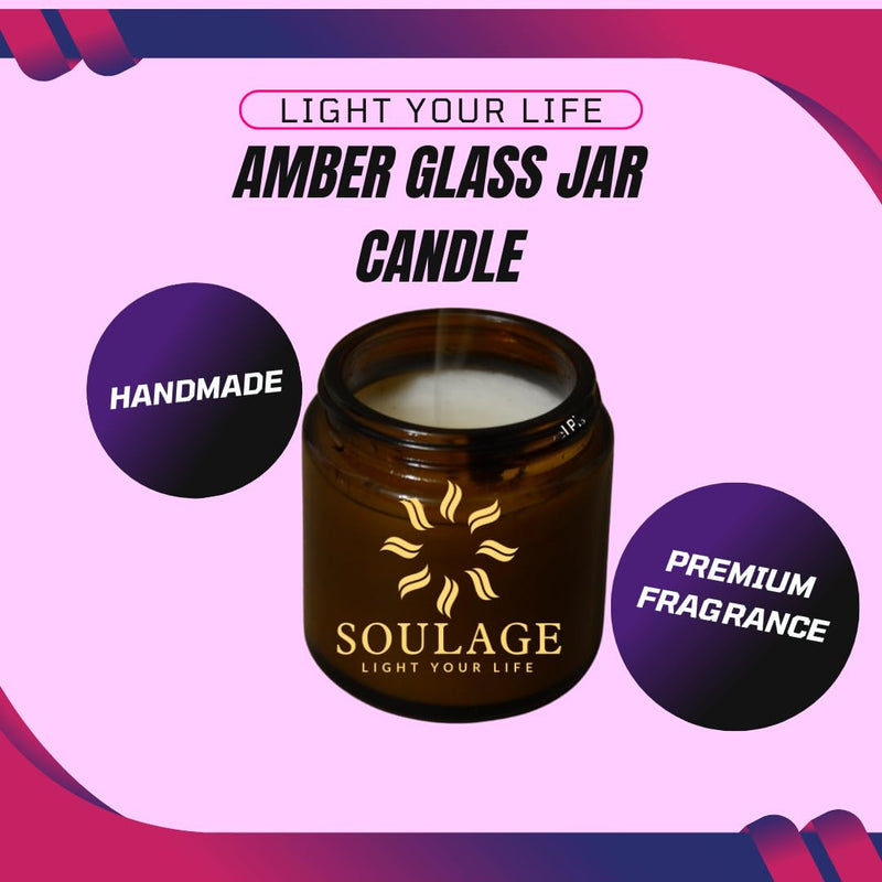 SOULAGE Premium Jasmine Scented Jar Candle| Luxury Aromatherapy| Hand Crafted| Natural Soy Wax| Healing & Meditation| Non Toxic| Anti Mosquito| 40+ Burning Hours| Smokeless & Dripless Set of 2