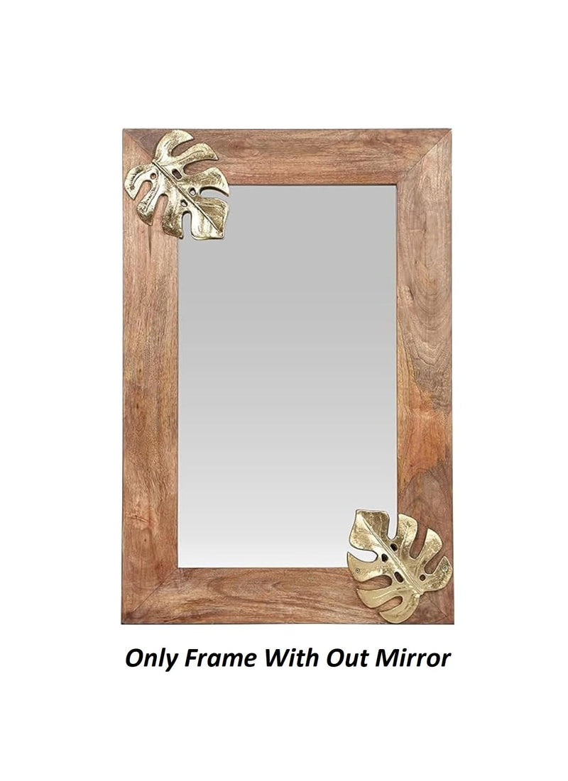 WILDWOOD Mango Wood Wall Mirror | Wall Frame Mirror | Wall Hanging | Mounted | Only Frame with Out Mirror (36"x24")(Brown)