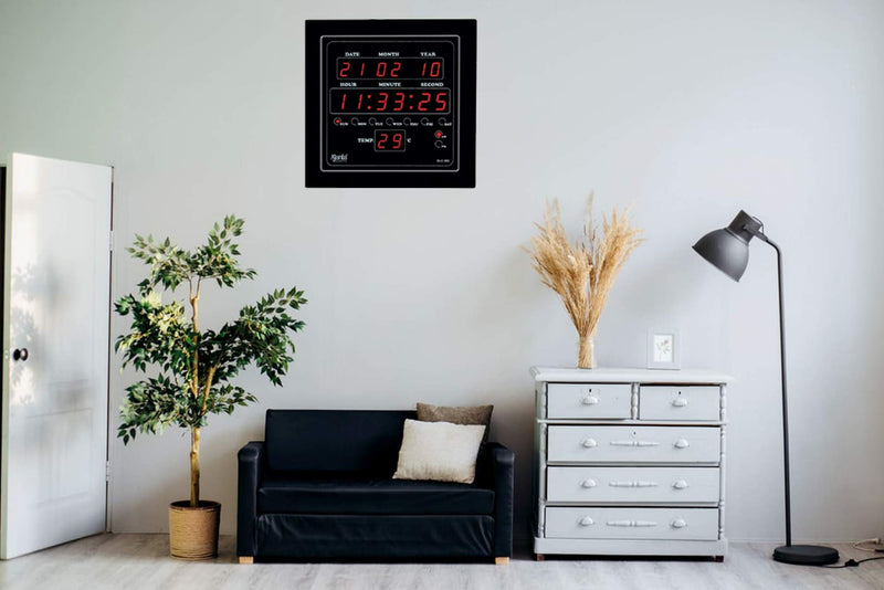Ajanta Quartz Digital Red Led Sqare Wall Clock Olc - 302 (25.4 Cm X 25.4 Cm X 3.5 Cm)(Plastic)
