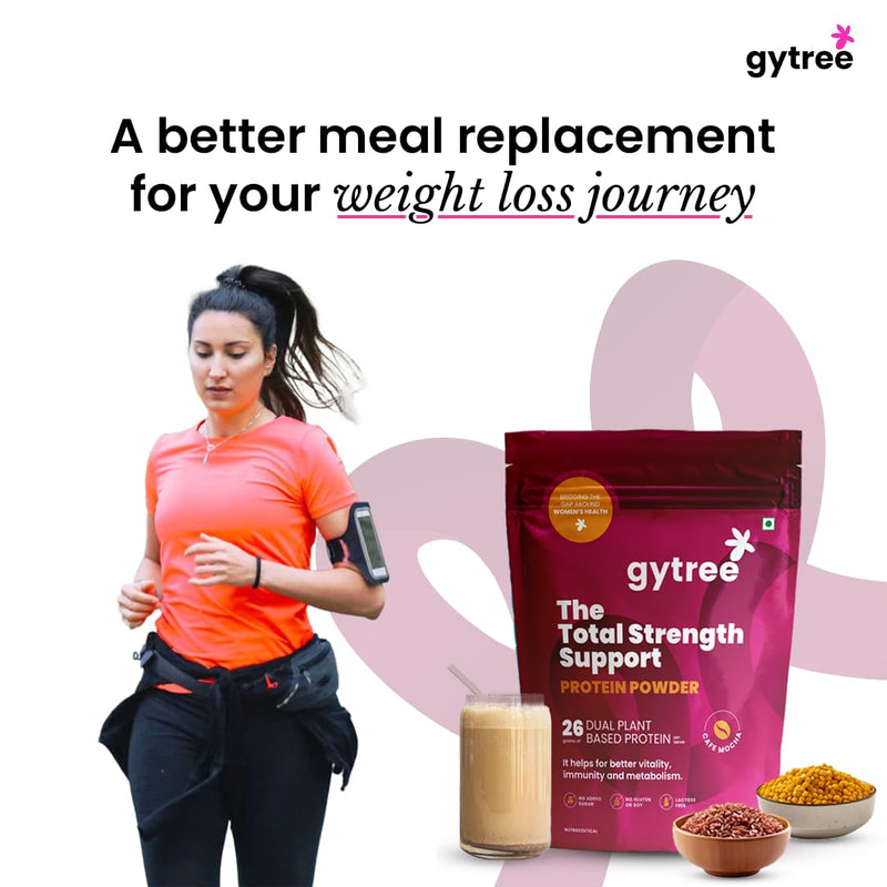 Gytree Protein Powder For Women | Vegan Dual Plant-Based Protein | 26 Gm of Pea & Brown Rice Protein | Helps Reduce with Weight Loss, No Bloating, Boosts Immunity & Metabolism (Cafe Mocha, 250g)