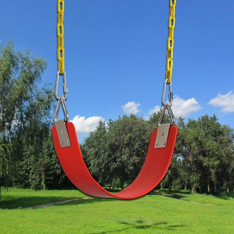 REZNOR Heavy Duty Flexible EVA Plastic Swing Seat with Metal Triangle Ring for Kids & Adults - Red | 300KG Weight Limit