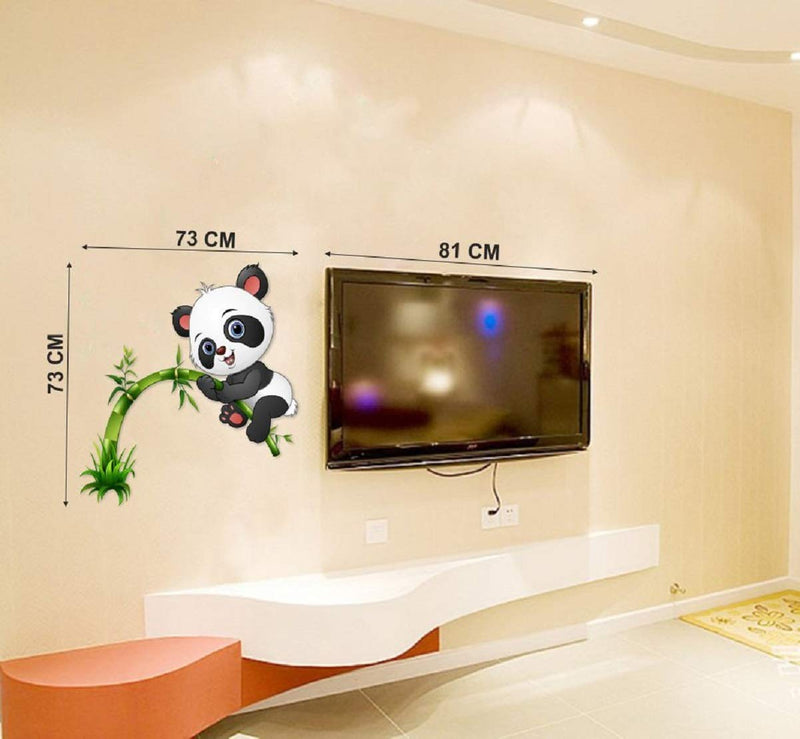 Walltech Combo of 4 Wall Sticker Cute Panda on Tree-(90 x 95 cms) | Cute bal Krishna makhan chor-(60 x 40 cms) | Cute Mickey Mouse-(51 x 50 cms) | Cute Mouse-(50 x 45 cms) - Material Vinyl for Kids Room Hall Living Room