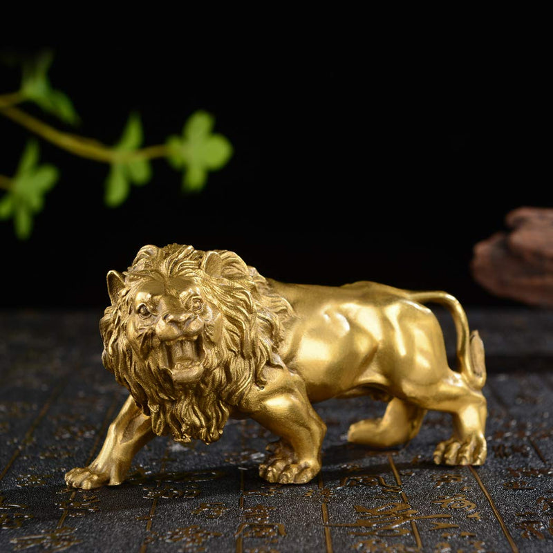 Chinese Fengshui Handmade Brass Magical and Noble Lion Statue Home Decor Housewarming Gift