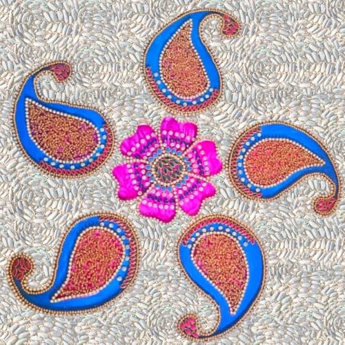 Jeffrey Small Size 6 Pieces Set Rangoli Floor Decor Handicraft (Small)