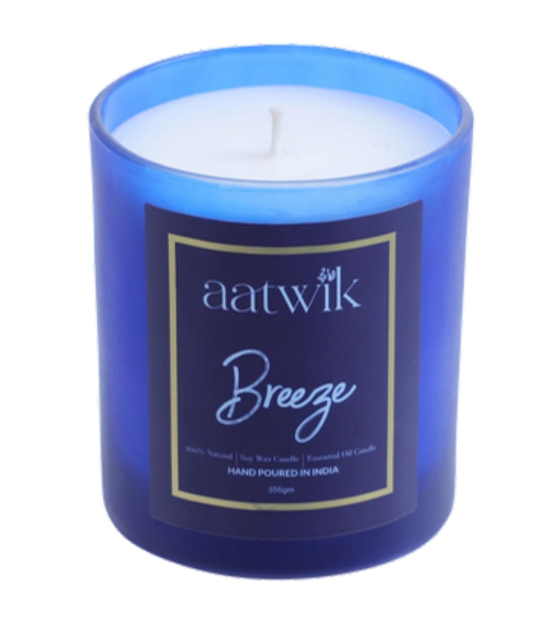 Aatwik Breeze Scented Soy Wax Candle with Upto 70 Hr Burn Time Essential Oils Fragrance Jar Candle (350 gm)