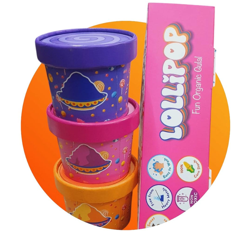 Gurjas Fancy Kitchen Organic Gul Natural Holi Colours Herbal Gulal; 400gm - Pack of 3, Vibrant Holi Colour Powder Set,Safe for Kids Triangle Gift Pack.-(Multicolour)