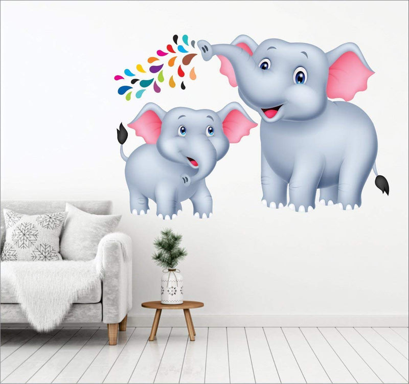 AH Decals Animated Wall Sticker for Kids Room Play School Stickers PVC Vinyl (65 X 50 cm) with Elephant Wall Sticker 65 X 50 cm