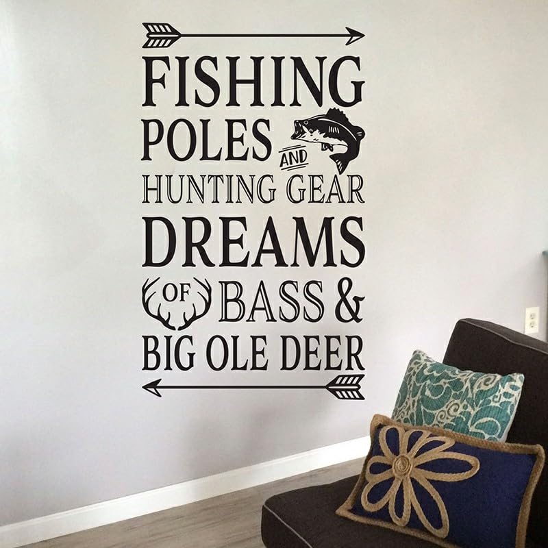 GADGETS WRAP Vinyl Fishing Poles and Hunting Gear Dreams Quotes Wall Sticker Vinyl