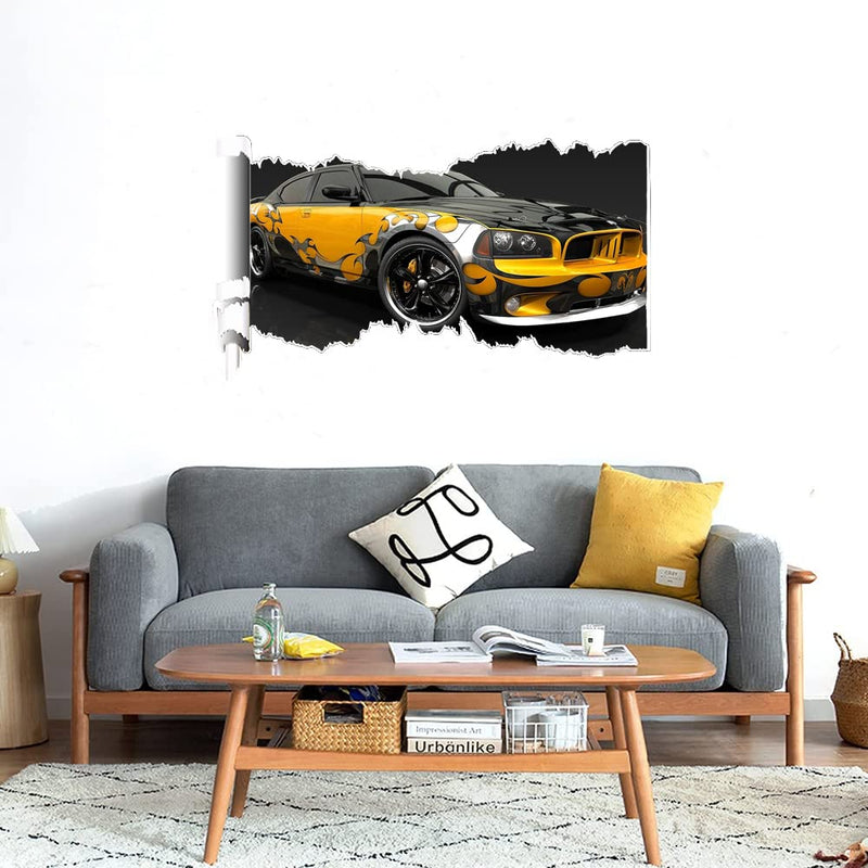 GADGETS WRAP Printed Wall Decal Sticker Scratched Paper Style Wall Decal (90cm x 50cm) - Orange Black Car