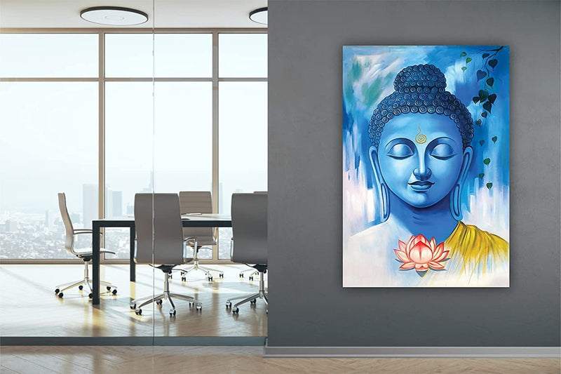 Kaushiki Collection PVC Vinyl Blue Buddha Wall Sticker (Multi Colour Size - 30 x46 cm)