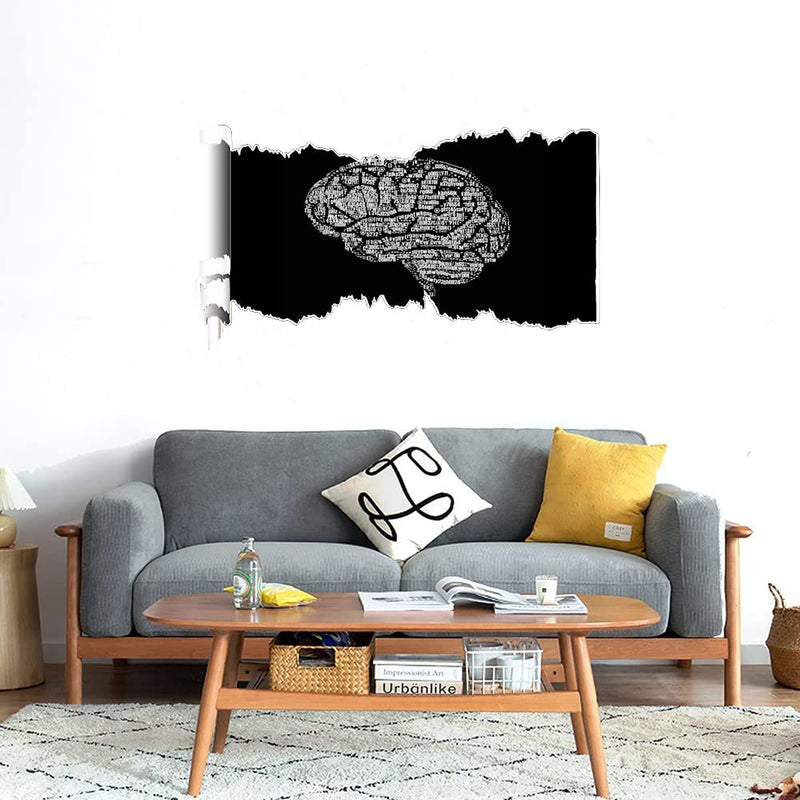 GADGETS WRAP Printed Wall Decal Sticker Scratched Paper Style Wall Decal (90cm x 50cm) - Brain Typography